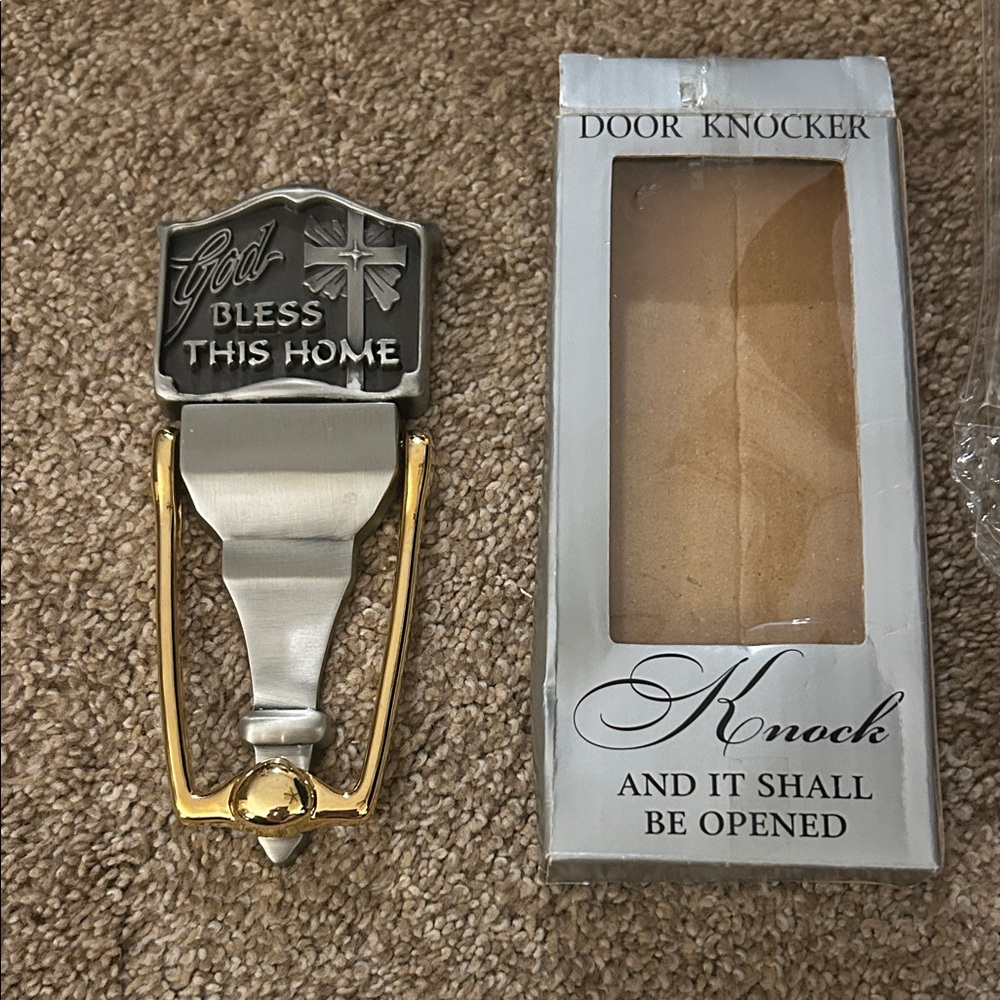 NWT God Bless This Home" Door Knocker Knock and it Shall Be Opened